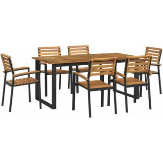 vidaXL Juego De Comedor De Jard&iacute;n 7 Pzas Madera Maciza Acacia Y Metal Vidaxl