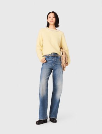 Maje Jeans With Chain-link Belt - Blue - Maje