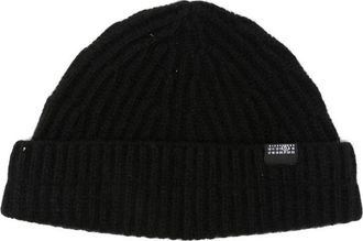 Maison Margiela Ribbed Knit Beanie - Dames - Hoeden - Zwart - S - Accessoires