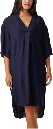 Co'Couture Kleedjes, Dames, Blauw, S, Polyester, Geplooide Tuniekjurk