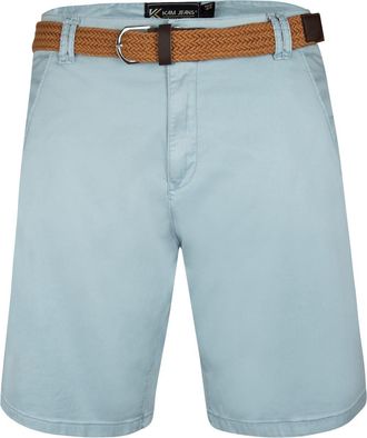 KAM Kingsize Mens Big Size Belted Oxford Chino Shorts Pockets Belt Zip Fly Light Blue 42 Waist (3401)