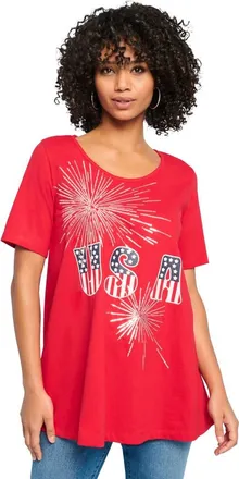 Roaman's American Graphic Swing Tee in Vivid Red Fireworks at Nordstrom, Size 32