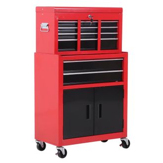 HOMCOM Portable Toolbox Tool Top Chest Box Rollcab Roll Cab Cabinet