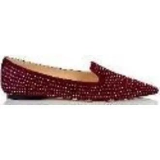 Jimmy Choo London Calix Crystal Hotfix Suede Ballerina Flats, Brand Size 36 ( US Size 6 )