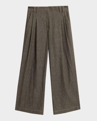Brunello Cucinelli Denim-Effect Linen Wide-Leg Jeans