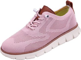 Generic Mens Causal Ultra Comfortable Mesh Sneakers, Unisex Lightweight Business Casual Shoes-Breathable Lace-Up Oxfords (Pink,6.5)