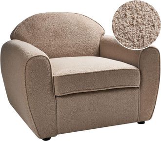Beliani Beliani - Sill&oacute;n Moderno Tapizado De Tela Boucl&eacute; Respaldo Acolchado Grueso Marr&oacute;n Claro Ellede
