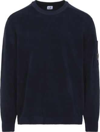 C.P. Company patch crew neck sweater - men - Cotton - S - Blue