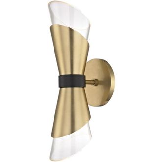 Hudson Valley Lighting Angie Aplique De Pared 2 Luces Lat&oacute;n, Negro, Vidrio