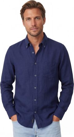 Casamoda Linnen overhemd Casa Moda Casual Fit donkerblauw