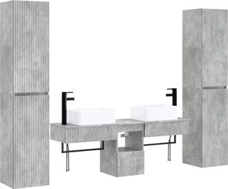 vidaXL Juego De Muebles De Ba&ntilde;o 5 Uds. Gris Hormig&oacute;n Vidaxl