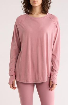 Zella Vintage Wash Relaxed Long Sleeve 2.0 Tee in Pink Nostalgia at Nordstrom Rack, Size X-Small