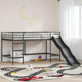 Berkfield Home KidsLoft Bed Frame with Slide Plain Black & Anthracite