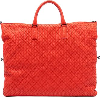 Bottega Veneta Pre-owned Womens Maxi Nappa Intrecciato Convertible Tote - Red Leather - One Size
