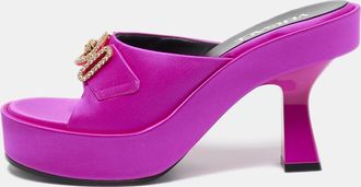Versace Fuchsia Satin Medusa Biggie Mules