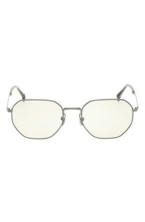Rag & Bone 53mm Geometric Sunglasses in Gunmetal /Green Horn /Olive at Nordstrom