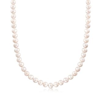 Ross-Simons 7-8mm Cultured Pearl Necklace With 18kt Gold Over Sterling
