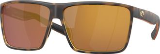Costa Rincon Gold Mirror Glass Rectangular Mens Sunglasses 6S9018 901842 63