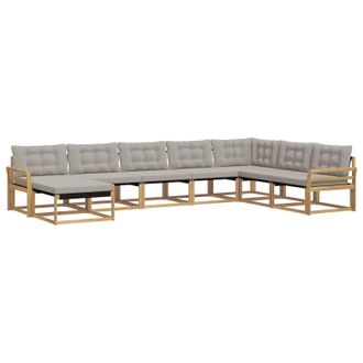 vidaXL Conjunto De Sof&aacute;s De Exterior 8 Pcs Blanco Y Gris Claro Vidaxl
