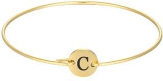 Adornia Tarnish Resistant 18K Gold Plated Initial Bangle Bracelet in Gold-C at Nordstrom Rack