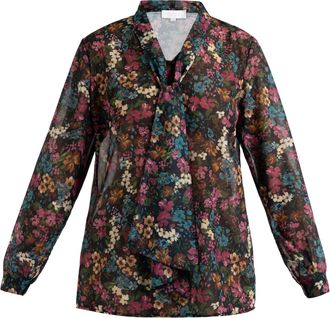Usha sjaal blouse qisha Dames Zwart Veelkleurig