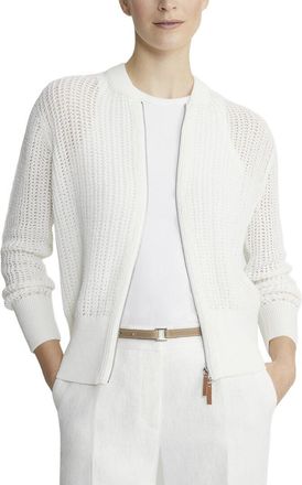 Lafayette 148 New York Textured Stitch Zip Front Cardigan