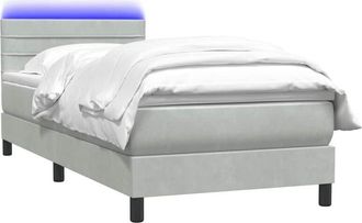 vidaXL Cama Box Spring Con Colch&oacute;n Terciopelo Gris Claro 80x220 Cm Vidaxl