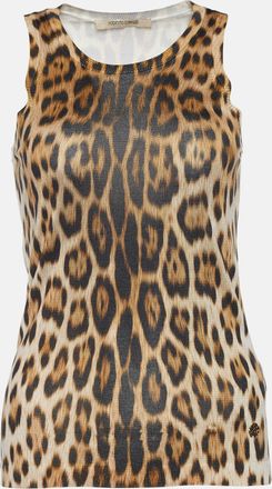 Roberto Cavalli Brown Leopard Print Knit Tank Top
