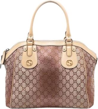 Gucci Pre-owned Handbags, female, Brown, Size: ONE SIZE Pre-owned Vintage Canvas Handbag