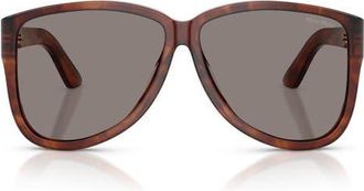 Miu Miu 61mm Oversize Pilot Sunglasses in Striped Tobacco /Dark Grey at Nordstrom