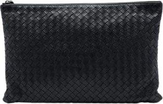Bottega Veneta Pre-owned Woven Nappa Leather Clutch - Dames - Vintage Clutch - Zwart - ONE Size - Leer - Vintage