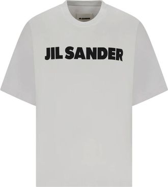 Jil Sander Tops, Heren, Grijs, XS, Katoen, Logo T-Shirt