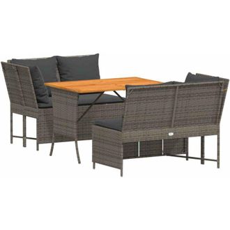 vidaXL Vidaxl - Set De Sof&aacute; De Jard&iacute;n 3 Pzas Y Cojines Rat&aacute;n Sint&eacute;tico Gris