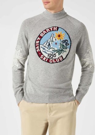 MC2 Saint Barth Half-turtleneck Sweater Davos With Matterhorn Jacquard