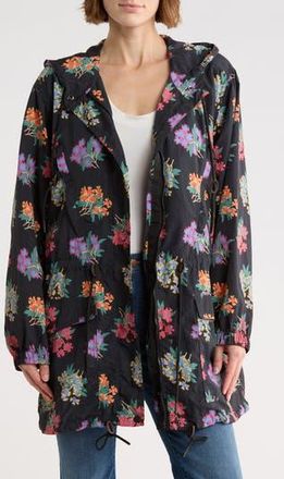 The Great. The Rover Hooded Water Resistant Jacket in Black Palisade Floral at Nordstrom Rack, Size X-Small