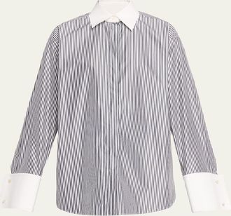 Michael Kors Striped Oversized Button-Down Shirt