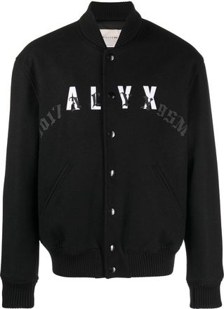 Alyx leather-logo bomber jacket - men - Wool/Polyamide/Viscose/Polyester - S - Black