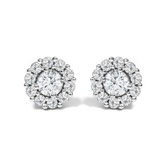 House of Brilliance 10K White Gold 1 1/2 Cttw Lab Grown Diamond Halo Stud Earrings