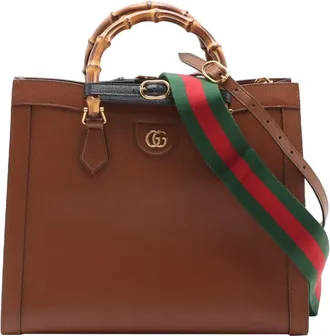 Gucci Pre-owned Gucci Medium Calfskin Bamboo Web Diana Satchel Ladies 78S83NS7M76P5NAJ