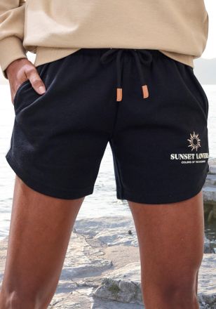 H.I.S Sweatshorts H.I.S, Damen, Gr. 32/34, N-Gr, schwarz, Sweatware, Obermaterial: 60% Baumwolle, 40% Polyester, unifarben, bequem kurz, Hosen Sweatshorts, 