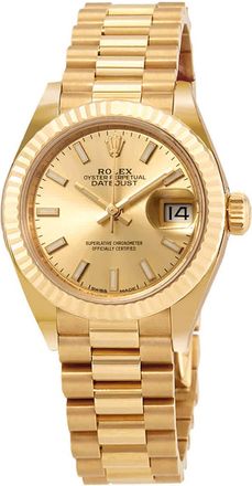 Rolex Oyster Perpetual Datejust Champagne Dial 18 Carat Yellow Gold President Automatic Mens Watch