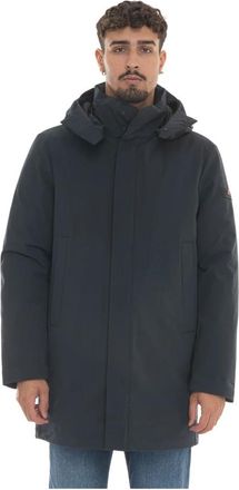 Peuterey Gewatteerde jas met afneembare capuchon - Heren - Gewatteerde jassen - Blauw - 2XL - Polyester - Jassen