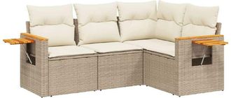 vidaXL Vidaxl - Juego De Sof&aacute;s Jard&iacute;n Con Cojines 4 Pzas Rat&aacute;n Sint&eacute;tico Beige