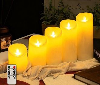 OEM Velas, 5 Unidades, Vela Exterior Impermeable Con Luz Led, Inal&aacute;mbrica Y Segura, 7,510-12,5-15-17,5-20 Cm, Vela Led Intermitente