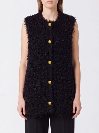 Twinset Gilet in maglia con ricamo di paillettes e bottoni metallici