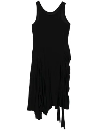 Yohji Yamamoto asymmetric midi dress - women - Cotton - 2 - Black