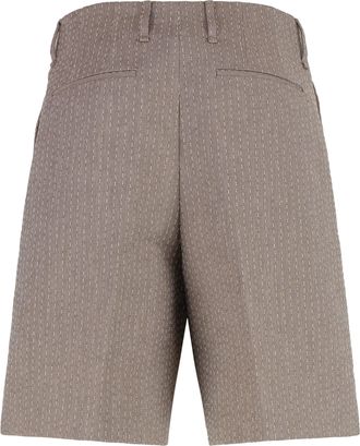 Fendi Mens Bermuda Shorts Pecan Cotton Linen