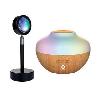 Pursonic Sunset Projector Table Lamp & Essential Oil Aroma Diffuser Bundle in Multicolor at Nordstrom
