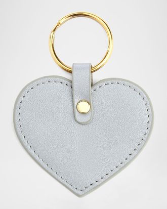 Royce Leather Monogrammed Leather Heart-Shaped Key Chain, Personalized