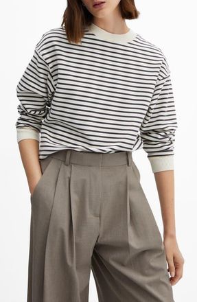Mango Stripe Sweatshirt in Ecru at Nordstrom, Size X-Small